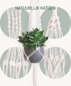 Gadgy Plantenhanger Macramé 3 Stuks - Luxe Gevlochten Touw Katoen - Plantenpot Ophangen - Hangpot -Tuin En Buiten 1000x1200 5