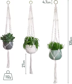 Gadgy Plantenhanger Macramé 3 Stuks - Luxe Gevlochten Touw Katoen - Plantenpot Ophangen - Hangpot -Tuin En Buiten 1021x1200 1
