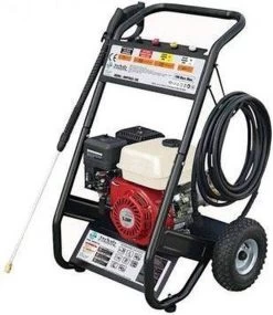 Powertech Professionele Hogedrukreiniger Op Benzine - 6.5 PK - 3600 PSI - 220 Bar - Hogedrukreiniger Auto - Terrasreiniger - Oppervlaktereiniger - Autoreiniger - Zwembadreiniger - 5 Snelkoppelstukken- Zwart / Rood