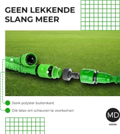 Uitrekbare Tuinslang Tot 15 Meter Van MD-goods ® - Tuinsproeier - Tuin Besproeien - Waterslang - Sproeikop - Groen - Flexibel Elastisch -Tuin En Buiten 1074x1200 1