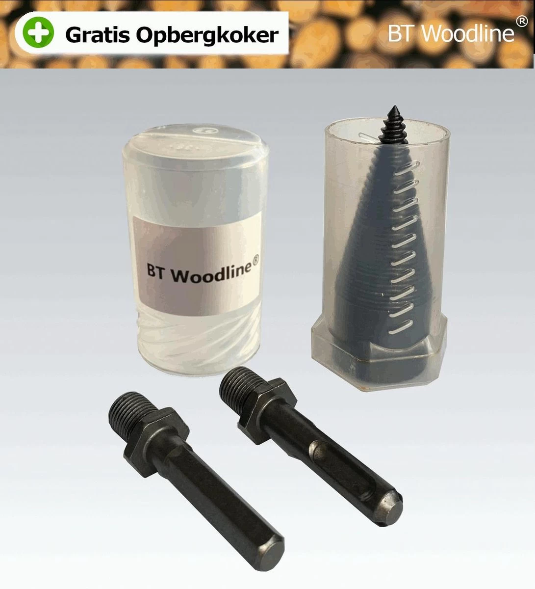 BT Woodline® | Houtklover Inclusief Opbergkoker | Houtsplijter | Houtkloof | Houtsplitter | Houtkloofboor | Kegelsplijter | Houtkliever | Aanmaakhout | Geschikt Voor Accutol, Schroeftol, Boormachine En Kloofmachines 2 BT Woodline® | Houtklover Inclusief Opbergkoker | Houtsplijter | Houtkloof | Houtsplitter | Houtkloofboor | Kegelsplijter | Houtkliever | Aanmaakhout | Geschikt Voor Accutol, Schroeftol, Boormachine En Kloofmachines - Afbeelding 2