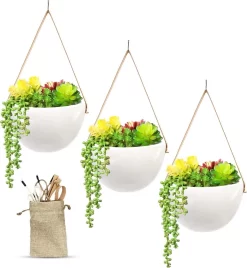 Plantenhanger Keramiek – Set Van 3 – Wit Steen- Hangpot – Hangende Bloempot Plantenpot - 3 Verschillende Koorden - 18 X 11 X 7 Cm 11 Plantenhanger Keramiek – Set Van 3 – Wit Steen- Hangpot – Hangende Bloempot Plantenpot - 3 Verschillende Koorden - 18 X 11 X 7 Cm -Tuin En Buiten 1106x1200 2