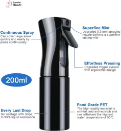 Merkloos Sibel Extreme Mist Verstuiver 160ml Zwart En Wit| Professional Hairdressing Plastic Fine Mist Spray Bottle - 2 Stucks -Tuin En Buiten 1106x1200