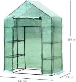 Merkloos Kweekkas - Tuinkas - Foliekas - Folie Kas - Broeikas - Kweektent - Plantenkas - Met Schappen - 143 X 73 X 195 Cm - Groen -Tuin En Buiten 1108x1200 1