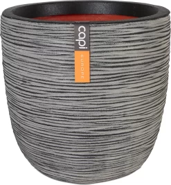 Capi Europe - Bloempot Bol Rib NL - 35x34 - Antraciet - Voor Binnen En Buiten - KOFZ932