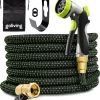 Goliving Tuinslang Flexibel - 30 Meter - Uitrekbare Tuinslang Sproeier - Tuinsproeier - Zwart - Acht Standen - Met Opbergtas