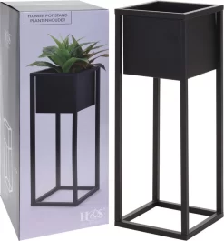 H&S Collection Home&Styling Bloempot Op Standaard 60 Cm Metaal Zwart