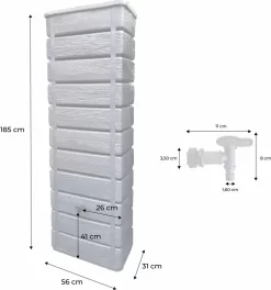 Regenton Muurtank, Grandval 300L, Antraciet Kunststof, Imitatiehout, Met Gootaansluitset Inbegrepen 8 Regenton Muurtank, Grandval 300L, Antraciet Kunststof, Imitatiehout, Met Gootaansluitset Inbegrepen -Tuin En Buiten 1122x1200