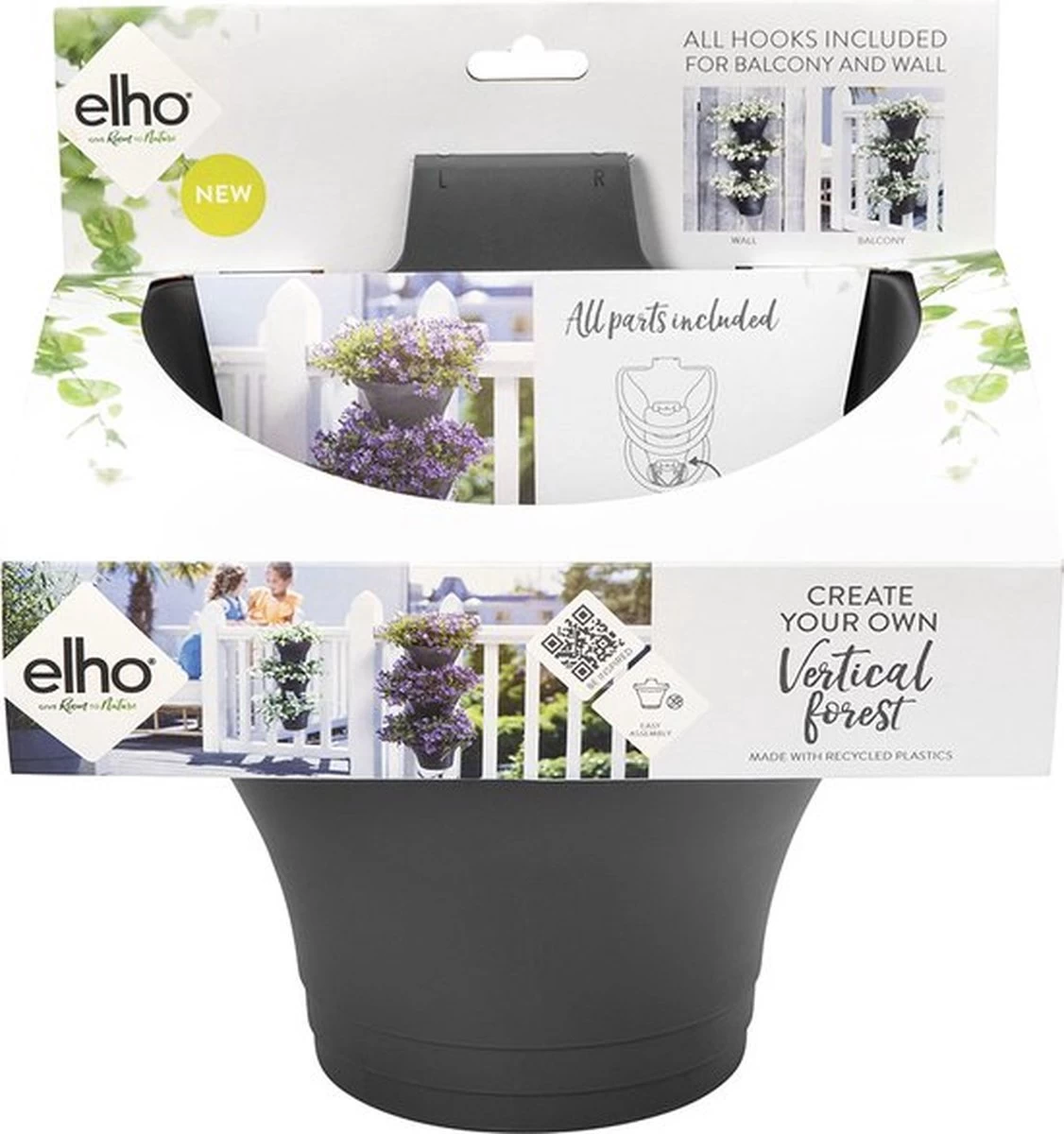 Elho Corsica Vertical Forest 24 - Bloempot Voor Balkonbuiten - Ø 26.7 X H 29.7 Cm - Zwart/Antraciet 10 Elho Corsica Vertical Forest 24 - Bloempot Voor Balkonbuiten - Ø 26.7 X H 29.7 Cm - Zwart/Antraciet - Afbeelding 10