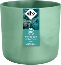 Elho The Ocean Collection Round 22cm - Bloempot Voor Binnen - 100% Gerecycled Materiaal - Gemaakt Met Zeeafval - Ø 22.3 X H 20.4 Cm - Pacifisch Groen -Tuin En Buiten 1134x1200