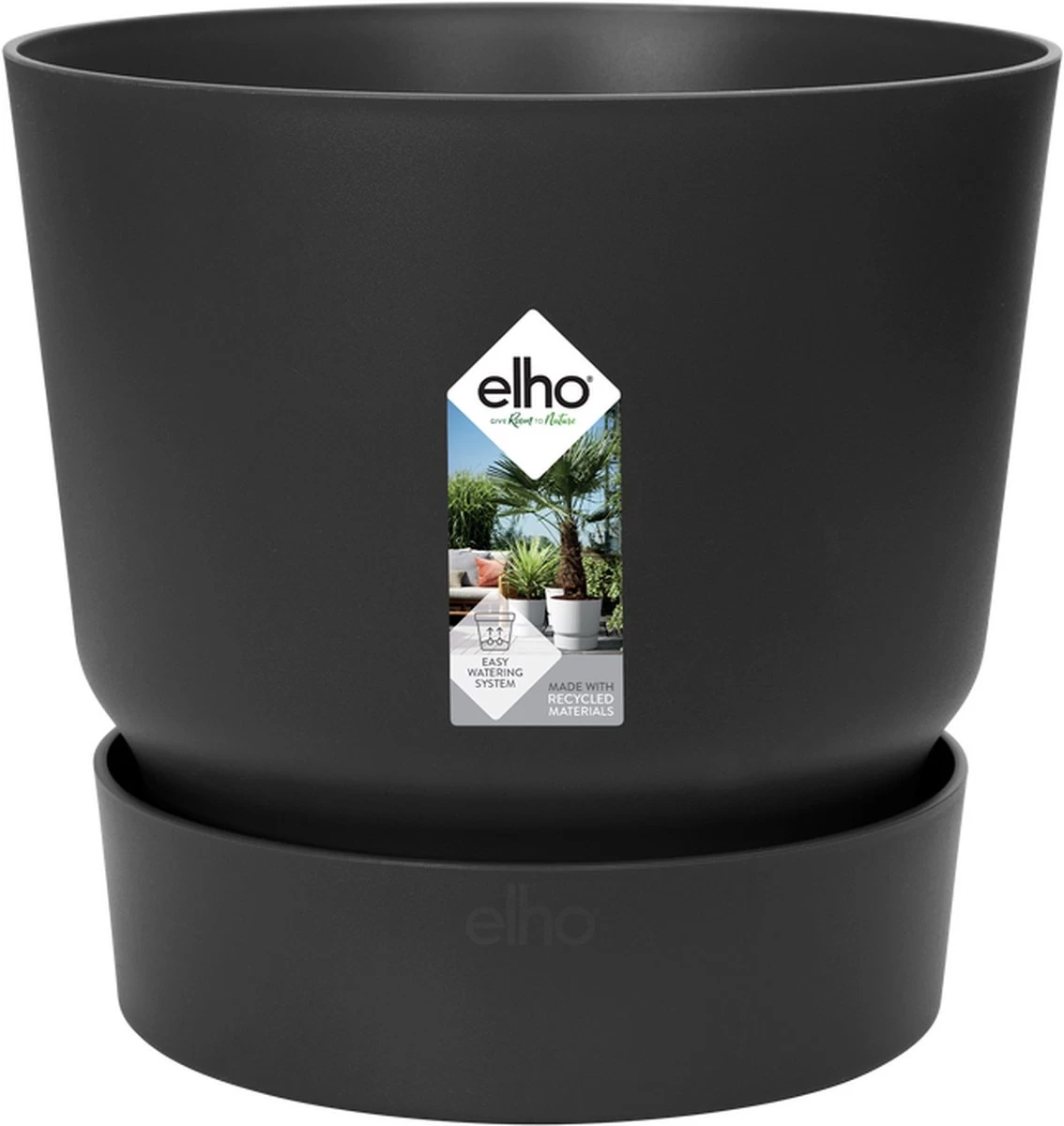 Elho Greenville Rond 30 - Grote Bloempot Voor Buiten - Gemaakt Van Gereycled Plastic - Ø 29.5 X H 27.8 Cm - Living Black 3 Elho Greenville Rond 30 - Grote Bloempot Voor Buiten - Gemaakt Van Gereycled Plastic - Ø 29.5 X H 27.8 Cm - Living Black - Afbeelding 3