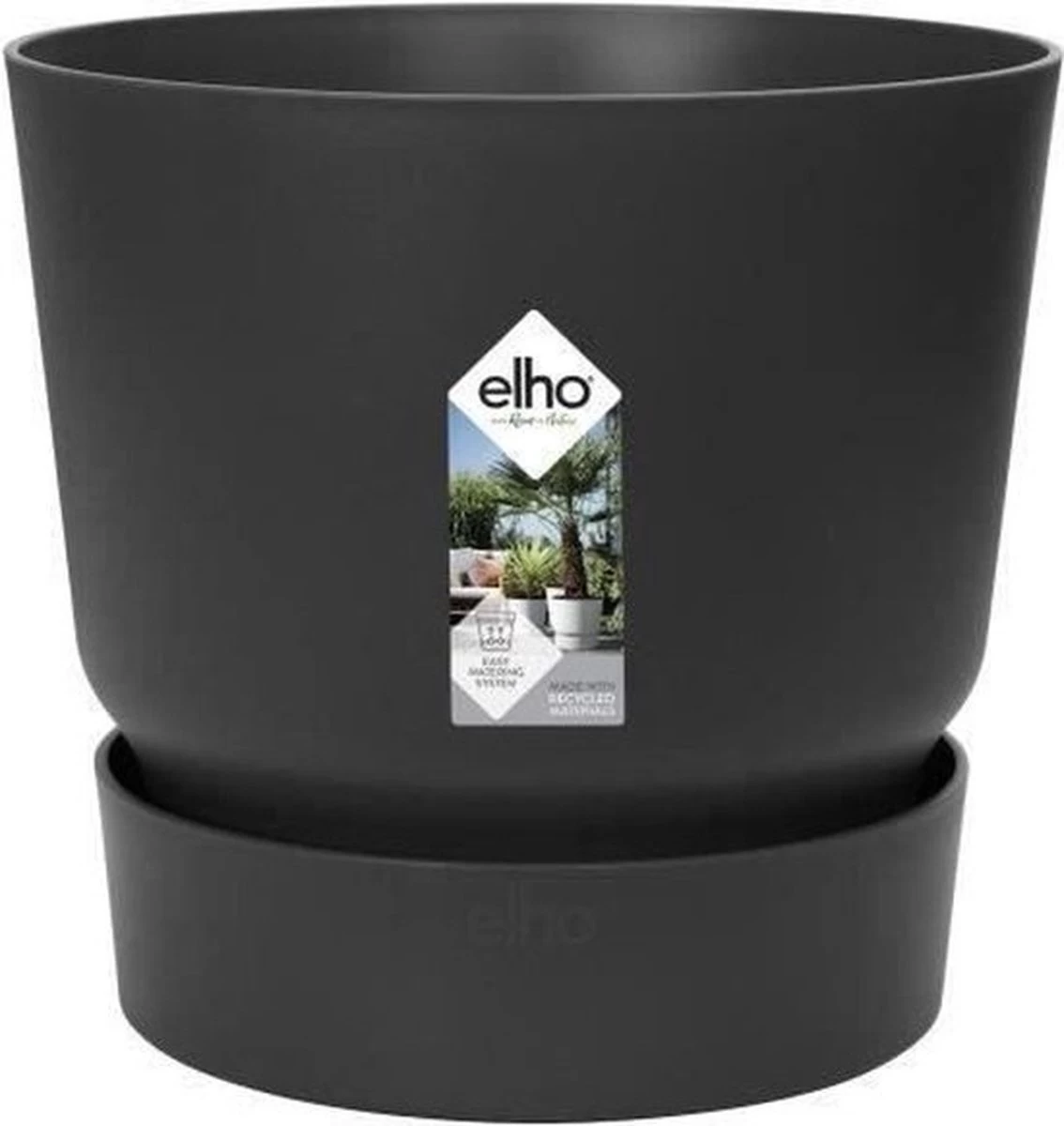 Elho Greenville Rond 30 - Grote Bloempot Voor Buiten - Gemaakt Van Gereycled Plastic - Ø 29.5 X H 27.8 Cm - Living Black 9 Elho Greenville Rond 30 - Grote Bloempot Voor Buiten - Gemaakt Van Gereycled Plastic - Ø 29.5 X H 27.8 Cm - Living Black - Afbeelding 9