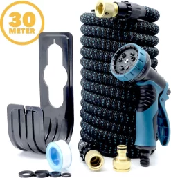 Complete Set Tuinslang Van 30 Meter Met Flexibel Ontwerp – Sproeikop Met 9 Standen – Licht In Gewicht & Makkelijk Opbergen – Uitrekbare Slang - -Tuin En Buiten 1149x1200