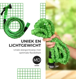 Uitrekbare Tuinslang Tot 15 Meter Van MD-goods ® - Tuinsproeier - Tuin Besproeien - Waterslang - Sproeikop - Groen - Flexibel Elastisch -Tuin En Buiten 1154x1200