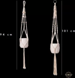 Plantenhanger - Plantenhanger Macrame - Set Van 2 - Wit - Knopen - Luxe Gevlochten Touw - Met Ophang Haken - Fienosa -Tuin En Buiten 1160x1200 1