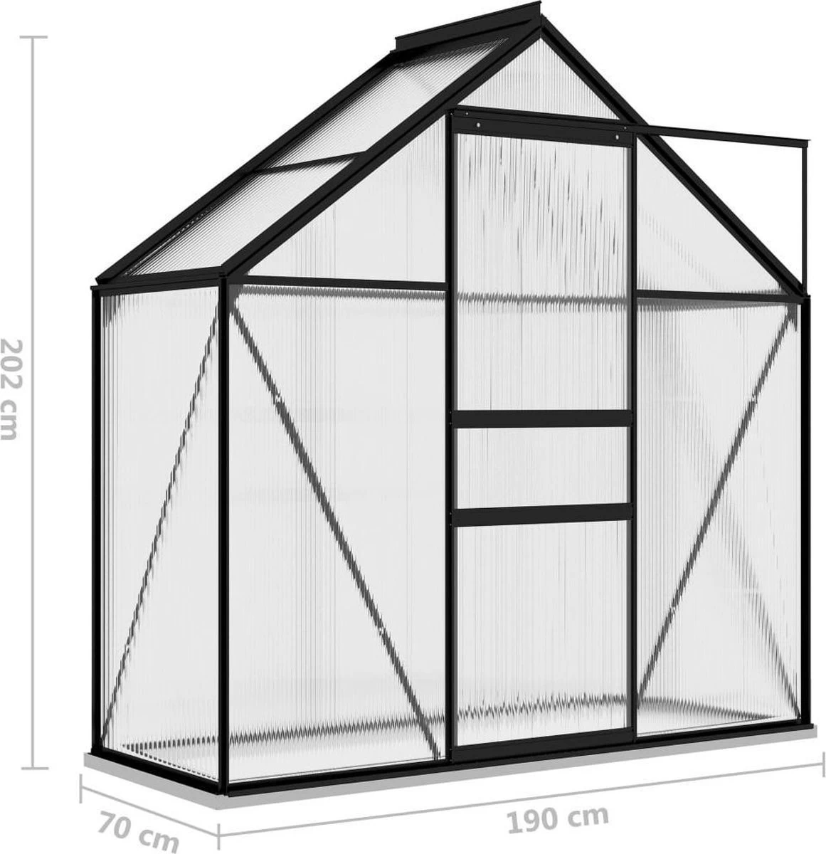 VidaXL Broeikas 1,33 M² Aluminium Antracietkleurig 16 VidaXL Broeikas 1,33 M² Aluminium Antracietkleurig - Afbeelding 16