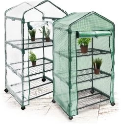 Relaxdays Kas Met Wielen - Tuinkas 3 Etages - Broeikas Kweekkas Tuin / Balkon 130 Cm Hoog - PE -Tuin En Buiten 1169x1200 6