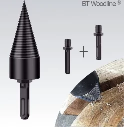 BT Woodline® | Houtklover Inclusief Opbergkoker | Houtsplijter | Houtkloof | Houtsplitter | Houtkloofboor | Kegelsplijter | Houtkliever | Aanmaakhout | Geschikt Voor Accutol, Schroeftol, Boormachine En Kloofmachines