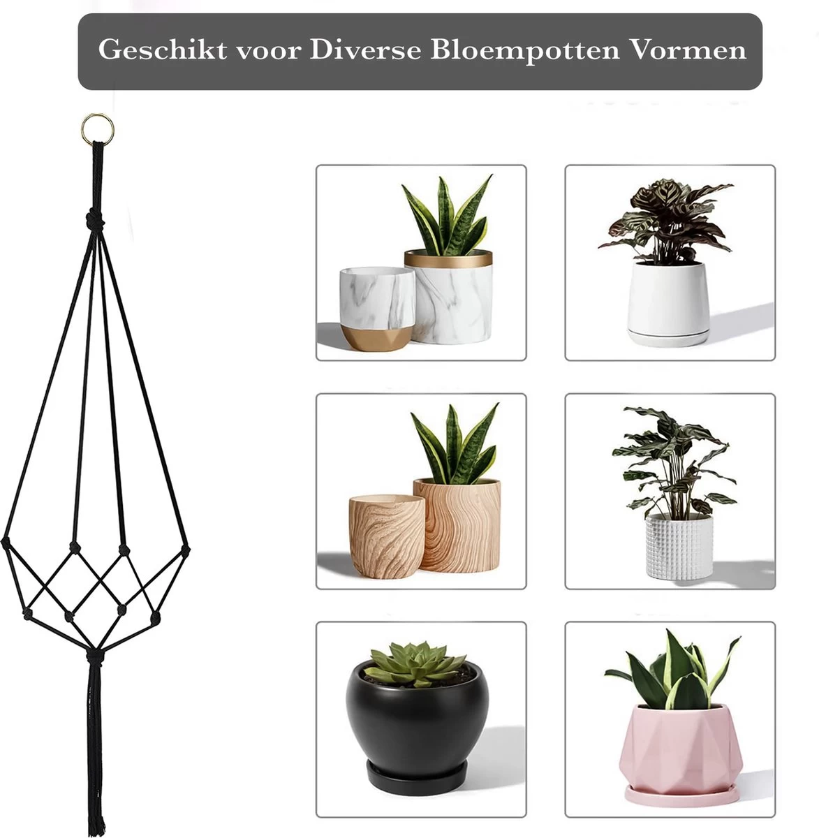 9 Stuks Zwart Macrame Plantenhangers - Boho Handgeweven Katoen Hangpot Voor Binnen/Buiten - Hangende Bloempot Met Kralen - Macramé Touw/Koord Hangplant Houder - Bohemian Wandhanger Decoratie - Plant Hanger - Verticale Tuin Bloempothouder Planthanger 5 9 Stuks Zwart Macrame Plantenhangers - Boho Handgeweven Katoen Hangpot Voor Binnen/Buiten - Hangende Bloempot Met Kralen - Macramé Touw/Koord Hangplant Houder - Bohemian Wandhanger Decoratie - Plant Hanger - Verticale Tuin Bloempothouder Planthanger - Afbeelding 5