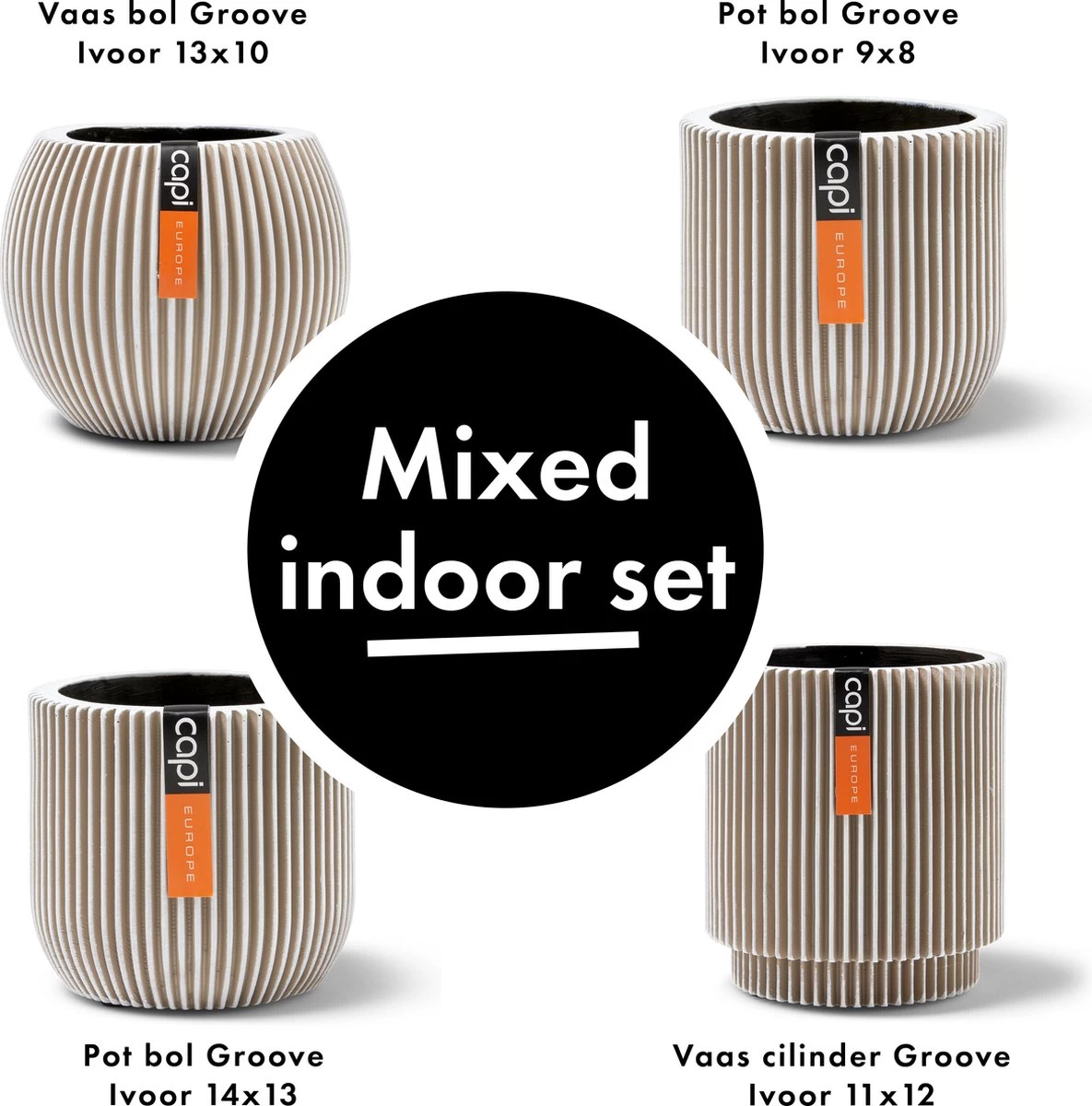 Capi Europe - Set Van 4 - Bloempot Binnen - Groove - - Ivoor - Bloempot Voor Binnen - BOX-BGVI-4 2 Capi Europe - Set Van 4 - Bloempot Binnen - Groove - - Ivoor - Bloempot Voor Binnen - BOX-BGVI-4 - Afbeelding 2