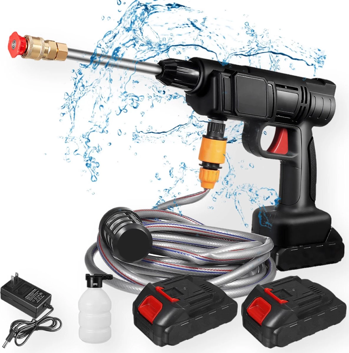 Merkloos Drillpro Elektrische Accu - Hogedrukreiniger - 30Bar - Multifunctioneel Mondstuk - Draagbaar Oplaadbaar Snoerloos - Zwart 1 Merkloos Drillpro Elektrische Accu - Hogedrukreiniger - 30Bar - Multifunctioneel Mondstuk - Draagbaar Oplaadbaar Snoerloos - Zwart