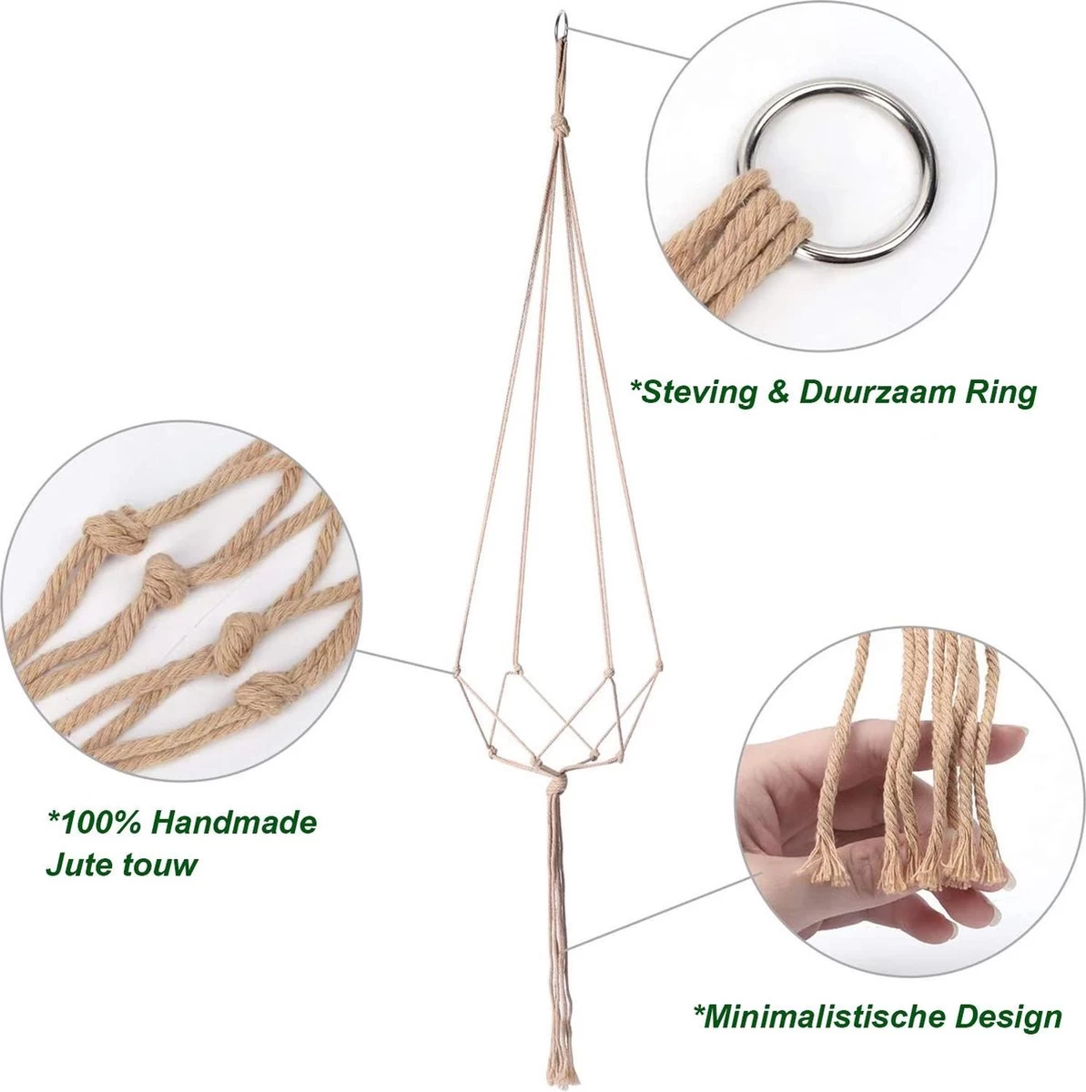 9 Stuks Jute Macrame Plantenhangers - Boho Handgeweven Katoen Hangpot Voor Binnen/Buiten - Hangende Bloempot Met Kralen - Macramé Touw/Koord Hangplant Houder - Bohemian Wandhanger Decoratie - Plant Hanger - Verticale Tuin Bloempothouder Planthanger 5 9 Stuks Jute Macrame Plantenhangers - Boho Handgeweven Katoen Hangpot Voor Binnen/Buiten - Hangende Bloempot Met Kralen - Macramé Touw/Koord Hangplant Houder - Bohemian Wandhanger Decoratie - Plant Hanger - Verticale Tuin Bloempothouder Planthanger - Afbeelding 5