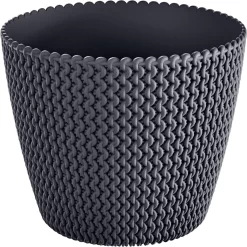 Prosperplast 1x Kunststof Splofy Bloempotten 30 Cm Antraciet - Bloempotten/plantenpotten Voor Binnen En Buiten