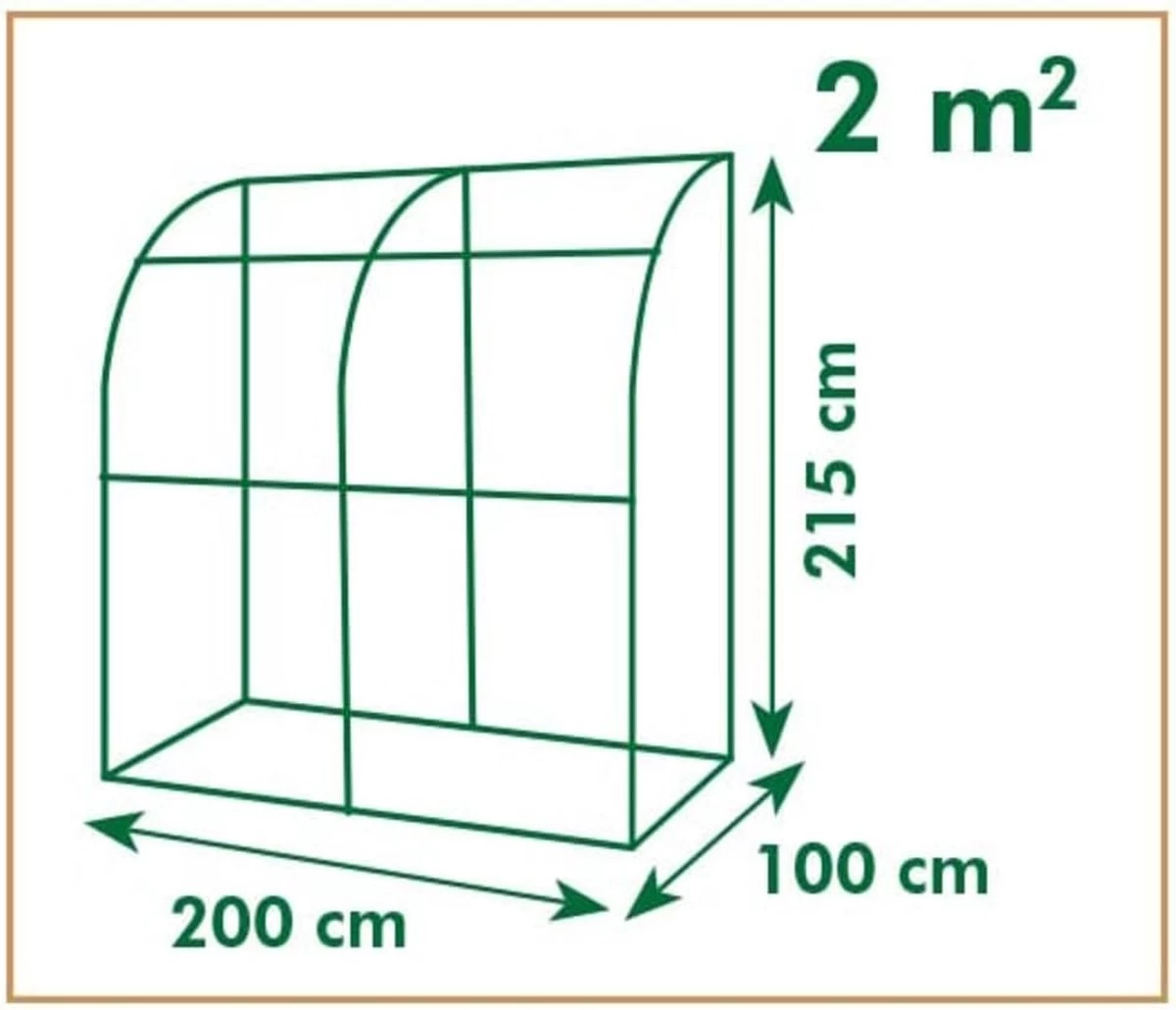 Nature - Kas - Muurkas - H215 X 200 X 100cm - Groen 4 Nature - Kas - Muurkas - H215 X 200 X 100cm - Groen - Afbeelding 4