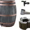 Complete Set: Regenton Bronzen Band 235 Ltr | Hout Effect | Handbewerkt | Inc.voet & Vulautomaat