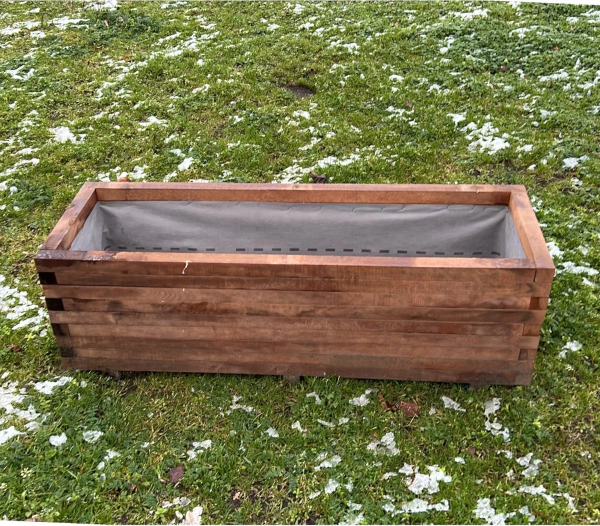 AMISHOUT - Plantenbak Van Balkjes 120x40x40 Cm - Bruin 2 AMISHOUT - Plantenbak Van Balkjes 120x40x40 Cm - Bruin - Afbeelding 2