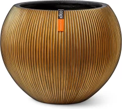 Capi Europe - Vaas Bol Groove XL - 39x33 - Goud - Bloempot Voor Binnen - Opening ⌀24 - GVGB270