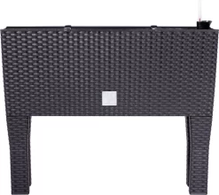 Prosperplast Kunststof Rato Plantenbak Op Poten Met Irrigatiesysteem Antraciet 80 X 33 X 62 Cm - 72 Liter - Balkonbakken/bloembakken