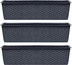 Merkloos 4x Ratolla Rotan Plantenbak/bloembak Antraciet 6.3 Liter - Tuin Decoraties