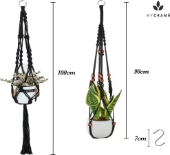 4 Stuks Zwarte Macrame Plantenhangers - Boho Handgeweven Katoen Hangpot Voor Binnen/Buiten - Hangende Bloempot Met Kralen - Macramé Touw/Koord Hangplant Houder - Bohemian Wandhanger Decoratie - Plant Hanger - Verticale Tuin Bloempothouder Planthanger -Tuin En Buiten 1200x1093 1