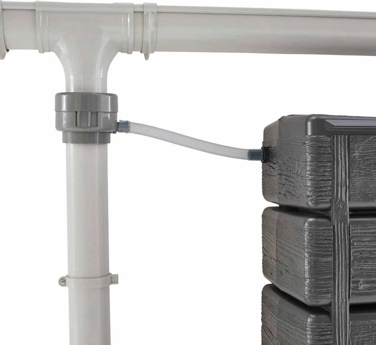 Regenton Muurtank, Grandval 300L, Antraciet Kunststof, Imitatiehout, Met Gootaansluitset Inbegrepen 2 Regenton Muurtank, Grandval 300L, Antraciet Kunststof, Imitatiehout, Met Gootaansluitset Inbegrepen - Afbeelding 2