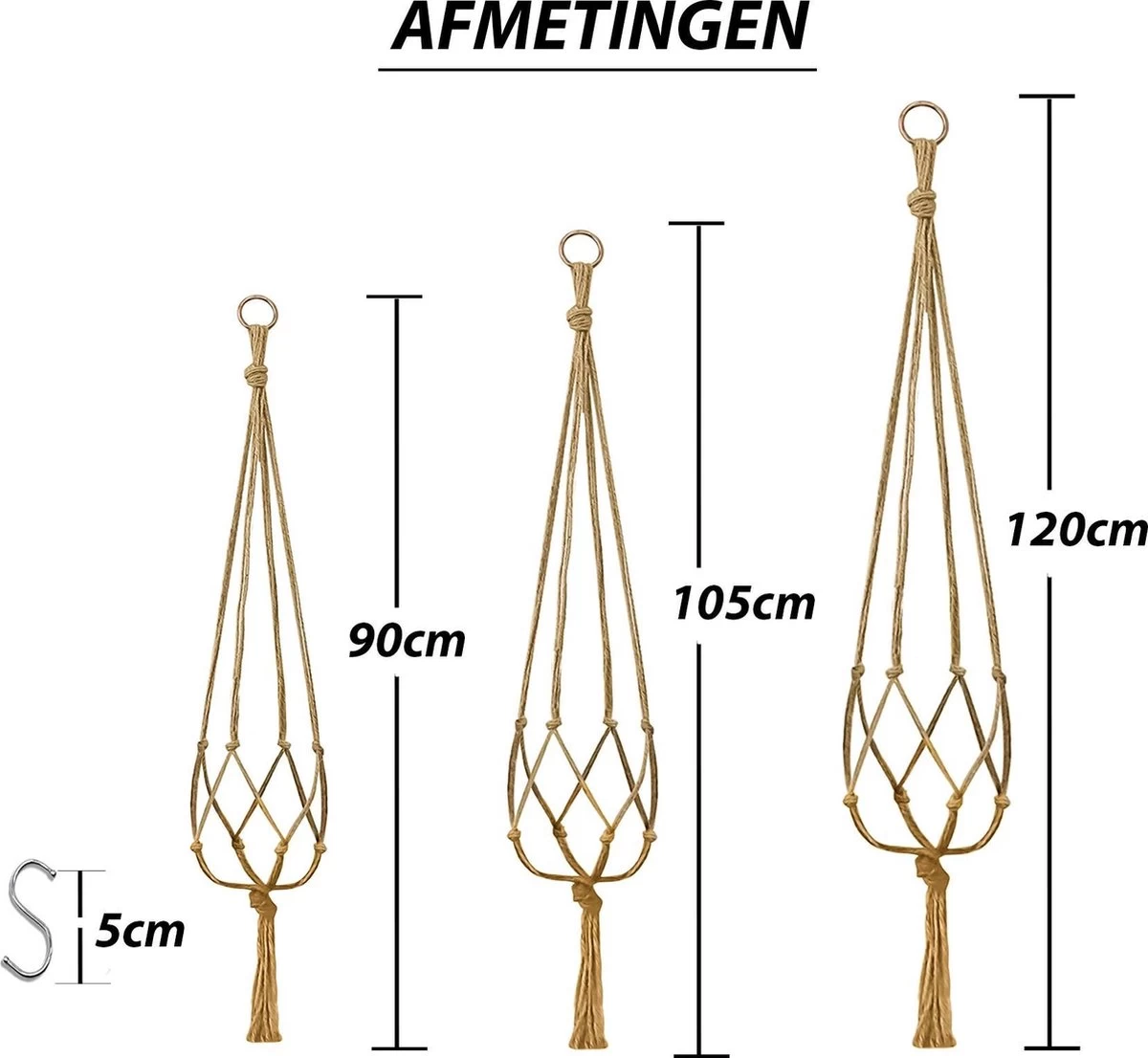 9 Stuks Jute Macrame Plantenhangers - Boho Handgeweven Katoen Hangpot Voor Binnen/Buiten - Hangende Bloempot Met Kralen - Macramé Touw/Koord Hangplant Houder - Bohemian Wandhanger Decoratie - Plant Hanger - Verticale Tuin Bloempothouder Planthanger 7 9 Stuks Jute Macrame Plantenhangers - Boho Handgeweven Katoen Hangpot Voor Binnen/Buiten - Hangende Bloempot Met Kralen - Macramé Touw/Koord Hangplant Houder - Bohemian Wandhanger Decoratie - Plant Hanger - Verticale Tuin Bloempothouder Planthanger - Afbeelding 7