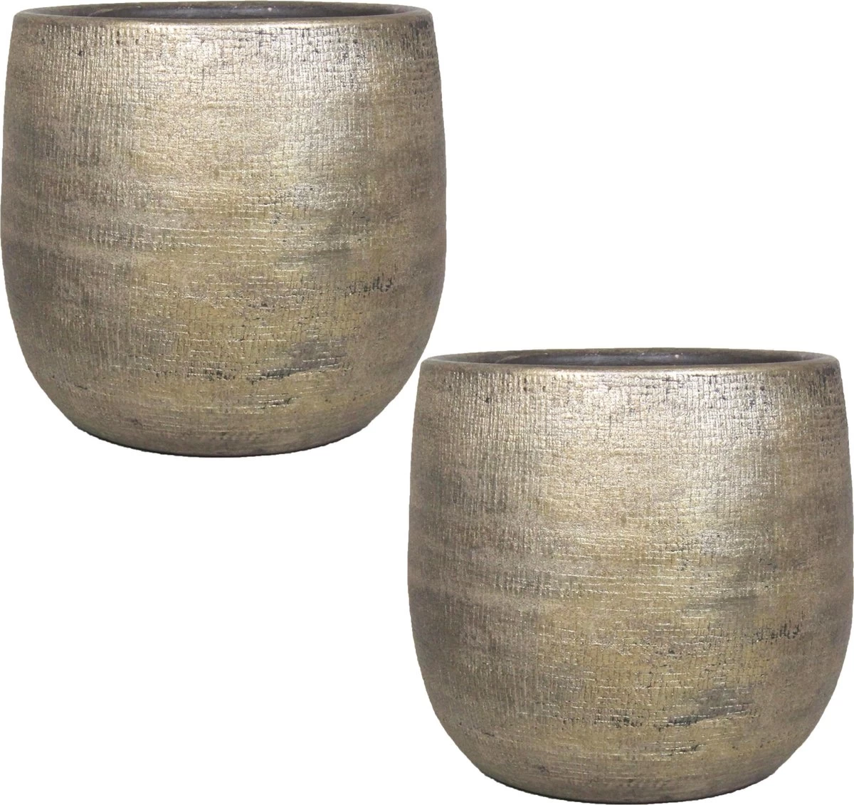Luxe Plantenpot/bloempot Goud Mira Van Keramiek 24 Cm - Keramische Plantenpotten/plantenbakken 2 Luxe Plantenpot/bloempot Goud Mira Van Keramiek 24 Cm - Keramische Plantenpotten/plantenbakken - Afbeelding 2