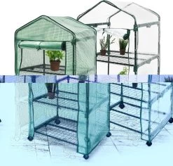 Relaxdays Kas Met Wielen - Tuinkas 3 Etages - Broeikas Kweekkas Tuin / Balkon 130 Cm Hoog - PE -Tuin En Buiten 1200x1146 5