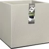 Elho Vivo Structure Finish Vierkant 40 - Plantenbak Voor Binnen & Buiten - Ø 39 X H 41 - Grijs/Warm Grijs
