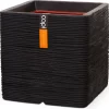 Capi Europe - Bloempot Vierkant Rib NL - 30x30x30 - Zwart - Voor Binnen En Buiten - KBLR902