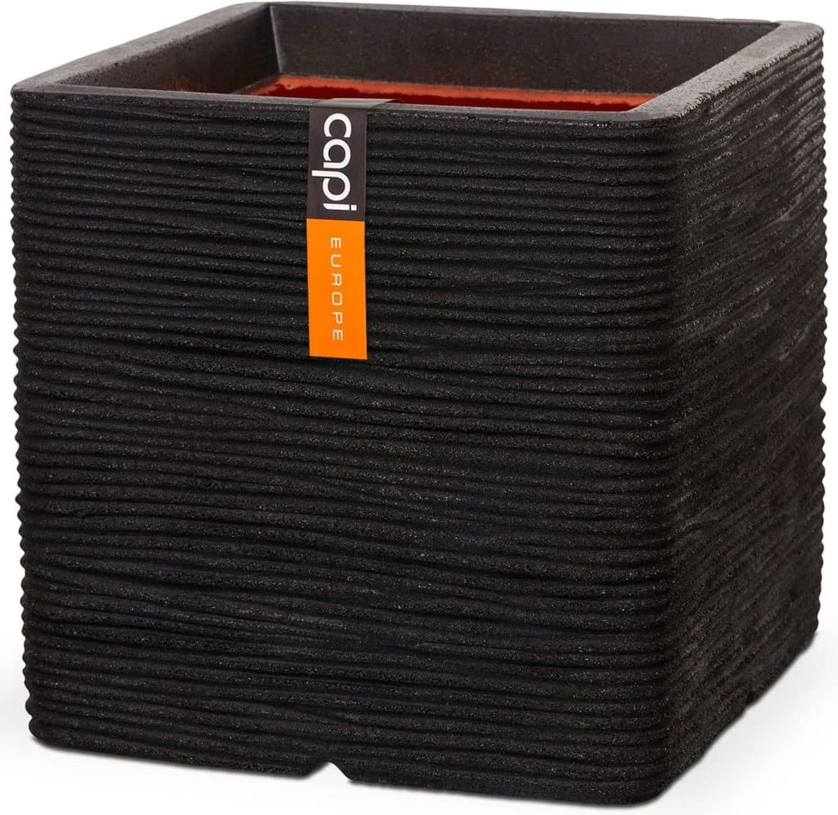 Capi Europe - Bloempot Vierkant Rib NL - 30x30x30 - Zwart - Voor Binnen En Buiten - KBLR902 1 Capi Europe - Bloempot Vierkant Rib NL - 30x30x30 - Zwart - Voor Binnen En Buiten - KBLR902