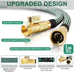 IBright Extra Sterke Uitrekbare Tuinslang - Flexibel - 15 Meter - Inclusief Opbergtas ,Sproeier ,Koppelstuk En Ophanghaak - Groen -Tuin En Buiten 1200x1177 1