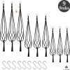 9 Stuks Zwart Macrame Plantenhangers - Boho Handgeweven Katoen Hangpot Voor Binnen/Buiten - Hangende Bloempot Met Kralen - Macramé Touw/Koord Hangplant Houder - Bohemian Wandhanger Decoratie - Plant Hanger - Verticale Tuin Bloempothouder Planthanger