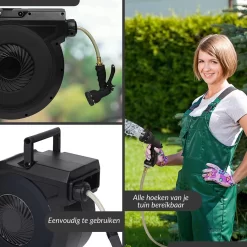 Buxibo - Wandslangenbox 20 Meter + 2 Meter - Tuinslang Met Haspel - 9 Sproei Standen - Slangenhouder 180° Draaibaar - Tuinslanghaspel Zwart+ Gratis Sproeier - Zwart -Tuin En Buiten 1200x1200 22