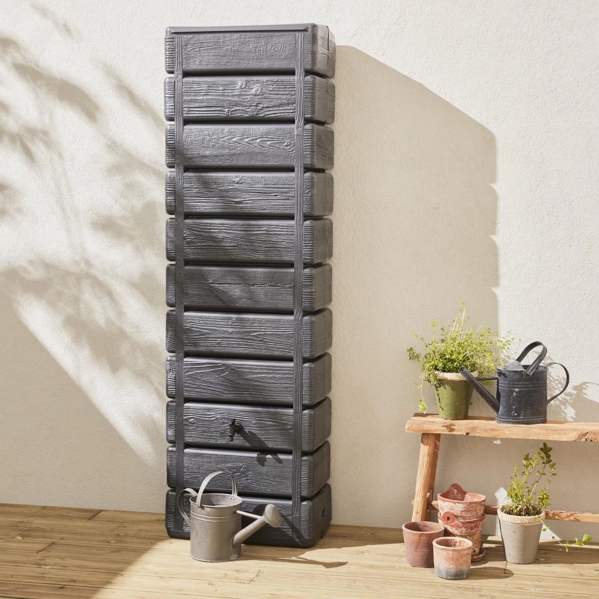 Regenton Muurtank, Grandval 300L, Antraciet Kunststof, Imitatiehout, Met Gootaansluitset Inbegrepen 5 Regenton Muurtank, Grandval 300L, Antraciet Kunststof, Imitatiehout, Met Gootaansluitset Inbegrepen - Afbeelding 5