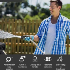 Buxibo - Wandslangenbox 20 Meter + 2 Meter - Tuinslang Met Haspel - 9 Sproei Standen - Slangenhouder 180° Draaibaar - Tuinslanghaspel Zwart+ Gratis Sproeier - Zwart -Tuin En Buiten 1200x1200 26