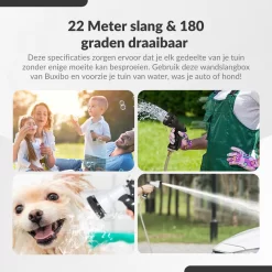 Buxibo - Wandslangenbox 20 Meter + 2 Meter - Tuinslang Met Haspel - 9 Sproei Standen - Slangenhouder 180° Draaibaar - Tuinslanghaspel Zwart+ Gratis Sproeier - Zwart -Tuin En Buiten 1200x1200 27