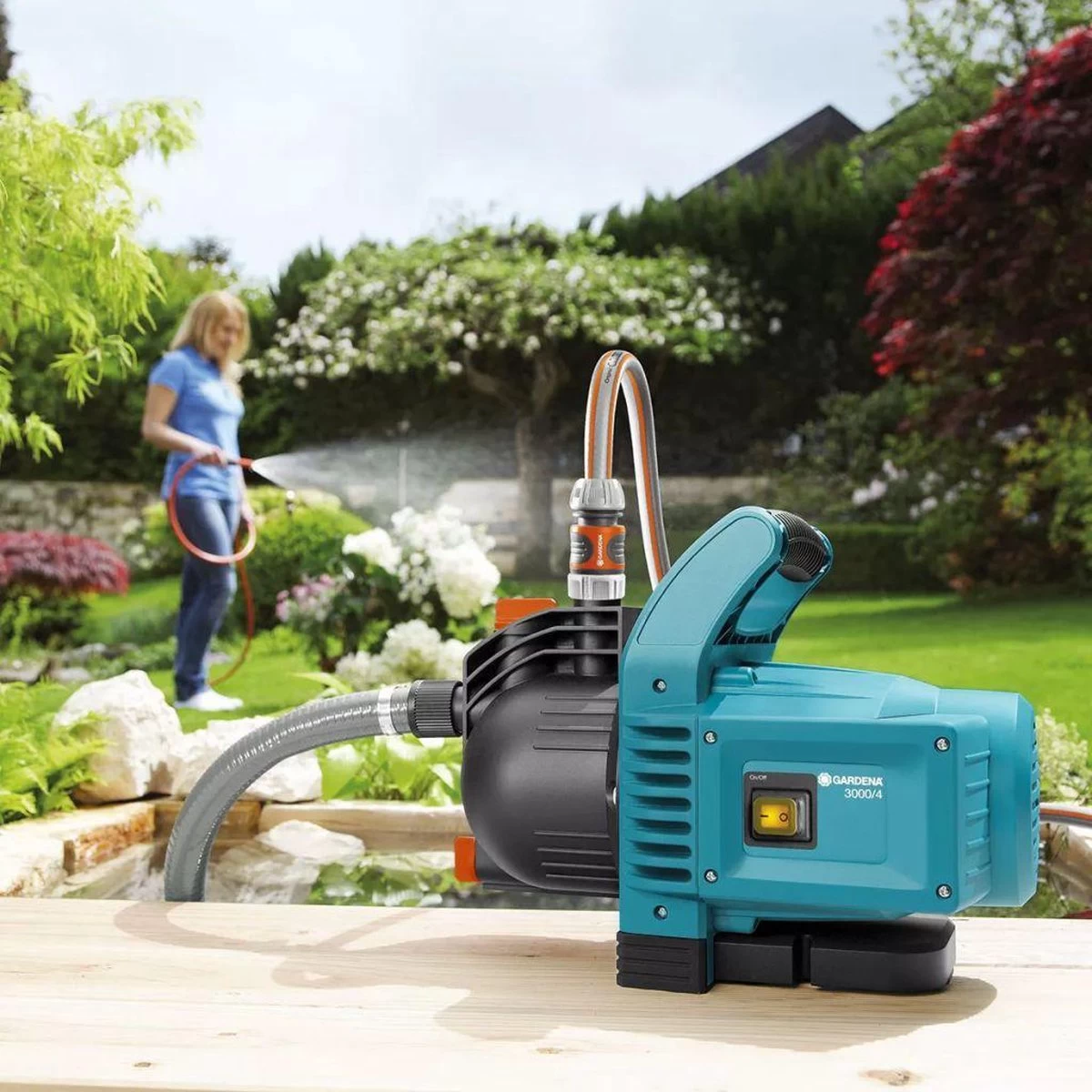 GARDENA - Classic Besproeiingspomp 3000/4 Compleet - Waterpomp - Incl. 3.5 M Aanzuigslang En 20 M Slang 4 GARDENA - Classic Besproeiingspomp 3000/4 Compleet - Waterpomp - Incl. 3.5 M Aanzuigslang En 20 M Slang - Afbeelding 4