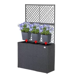 Casaria Polyrattan Plantenbak - Met Klimoprek - 3 Bakken Zwart -Tuin En Buiten 1200x1200 391