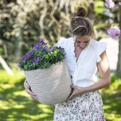 Capi Europe - Bloempot Bol Waste Rib NL - 43x41 - Terrazzo Beige - Voor Binnen En Buiten - KTBR933 -Tuin En Buiten 1200x1200 428